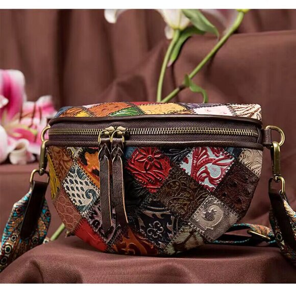 Mini Boho Leather Crossbody – Genuine Leather, Artistic, Indie Babe Shoulder Bag - Picture 2 of 8